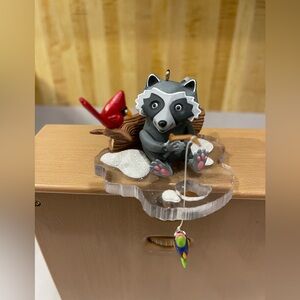 Hallmark Keepsake Ornament The Fishing Hole Handcrafted Raccoon Fishing 2000